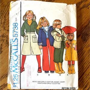 Vintage 1970s McCalls 5738 Sewing Pattern Sz 4 Toddler Coat Jacket Pant Culotte